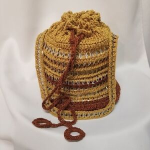 Vintage Handmade Crocheted Macrame Aluminum Soda Pop Can Tab Bucket Shoulder Bag
